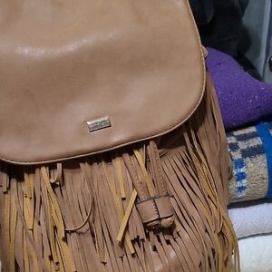 Fringe Backpack Tote in Tan – Women’s Fashion Bag
